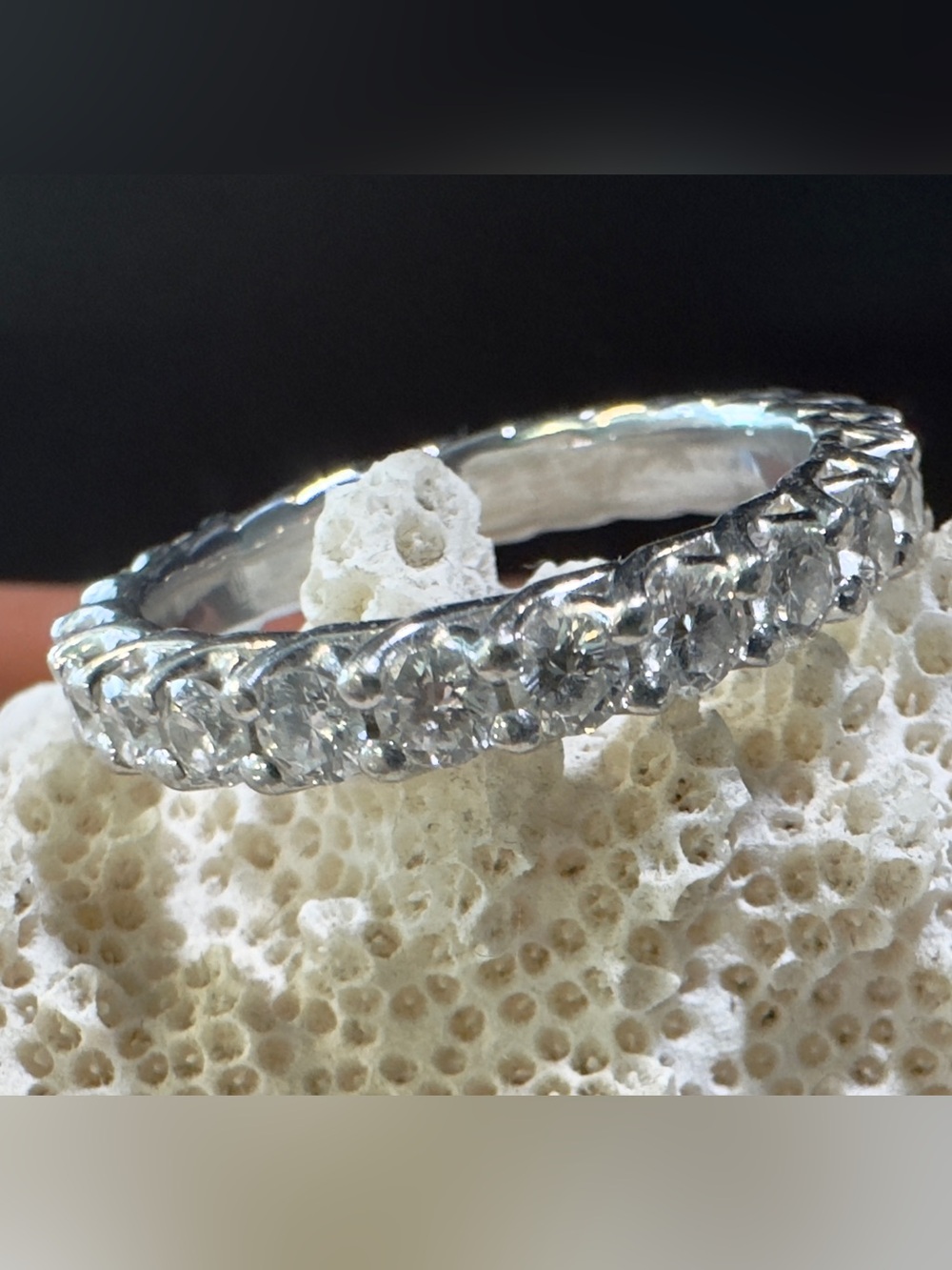 Platinum $6550. Blue Nile Diamond Eternity Band Ring - Picture 5 of 16